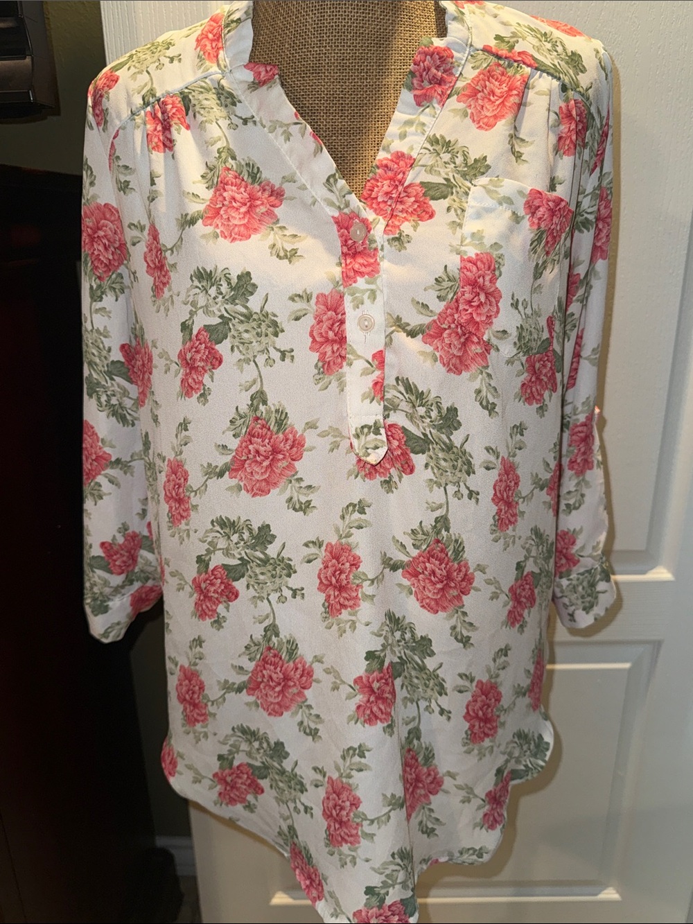 DNA couture White Tunic with Pink Floral Print